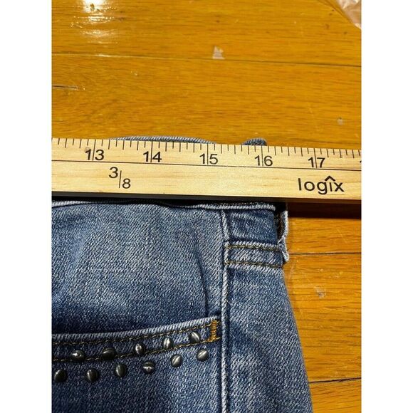 Gap 1969 Women's Jeans Size 29 R Real Straight Blue Whiskered Faded Embellished - Picture 7 of 10